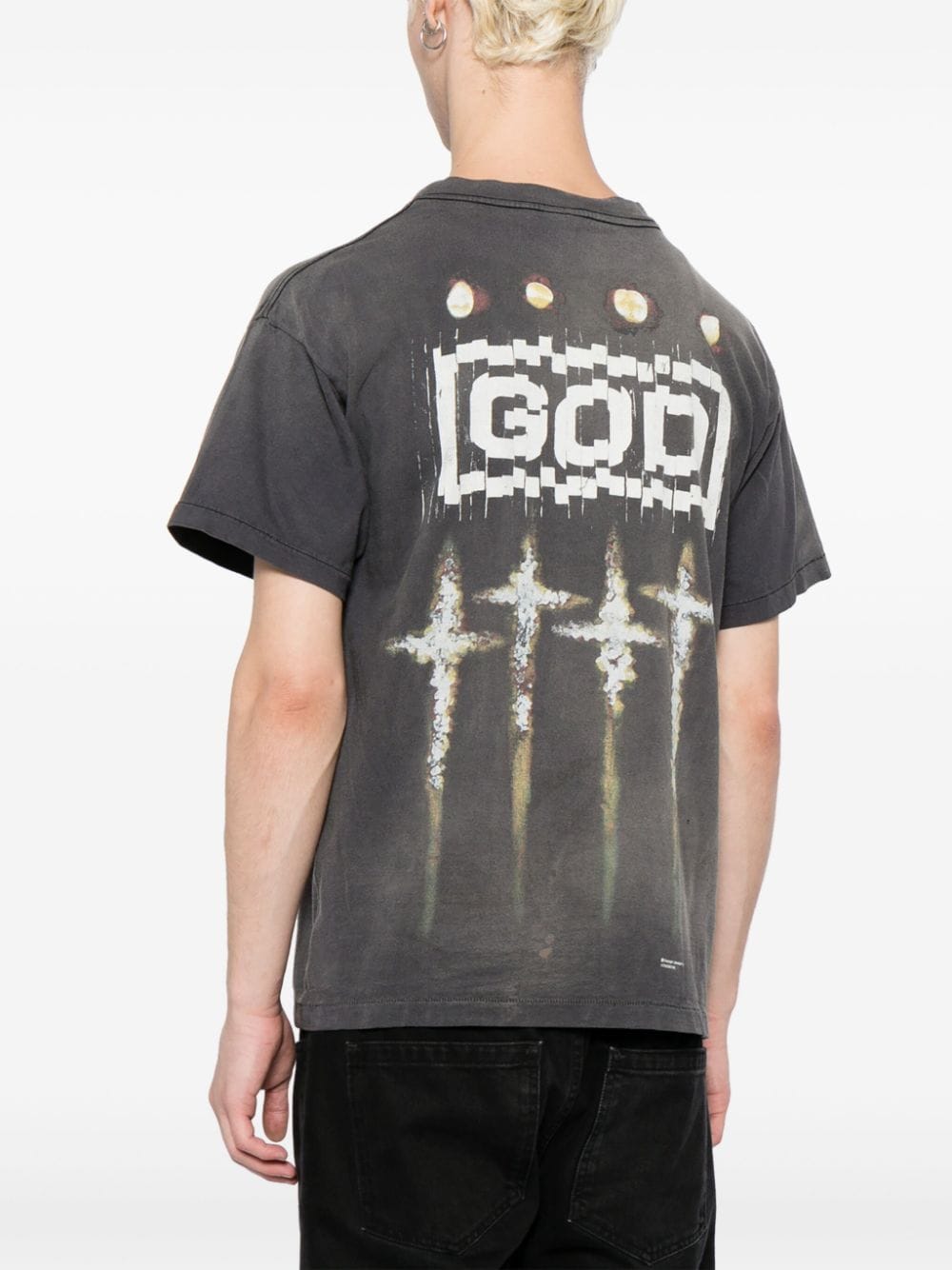 Shop Saint Mxxxxxx God Cotton T-shirt In Grey