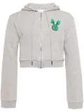 Natasha Zinko graphic-print cropped zip-up hoodie - Grey