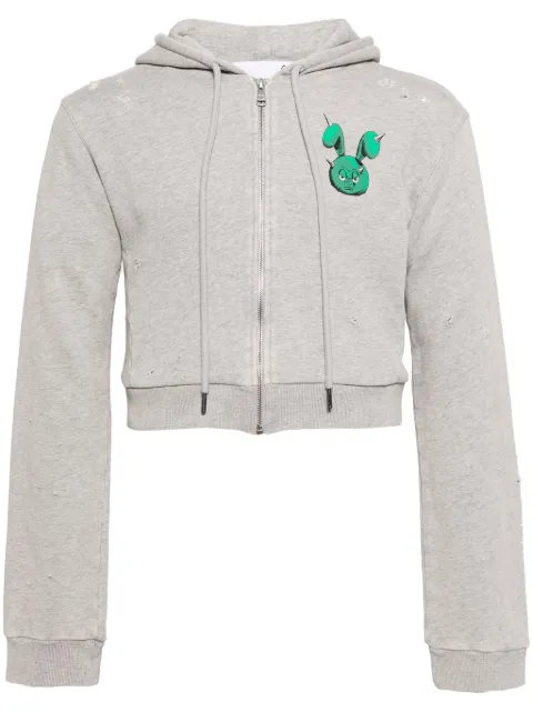 Natasha Zinko hoodie corta con estampado gráfico y cierre