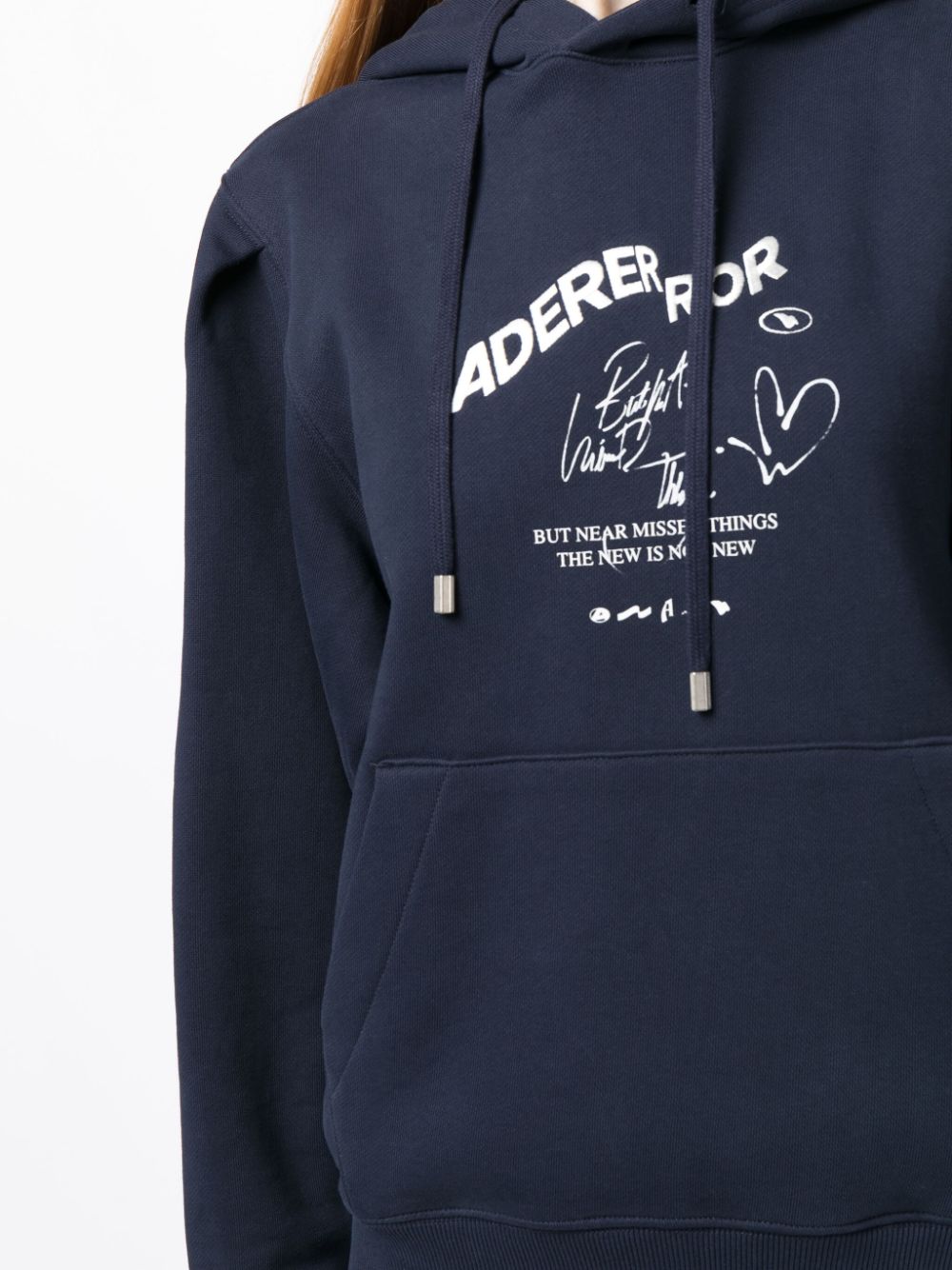 Shop Ader Error Logo-embroidered Cotton Hoodie In Blue