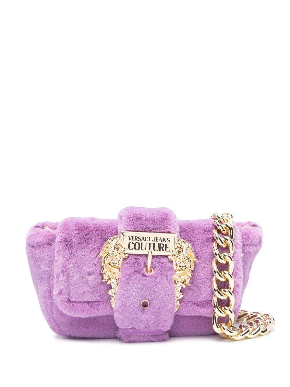 Versace Jeans Couture Couture 1 Faux-fur Shoulder Bag In Purple