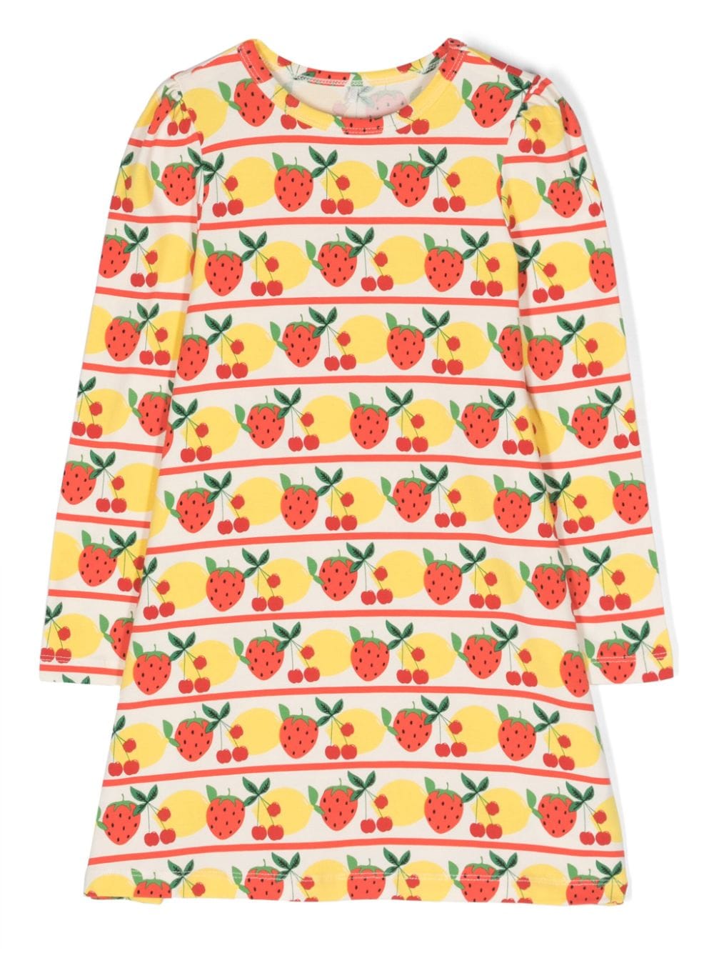 Mini Rodini Kids' Fruit-print Puff-sleeve Dress In Yellow