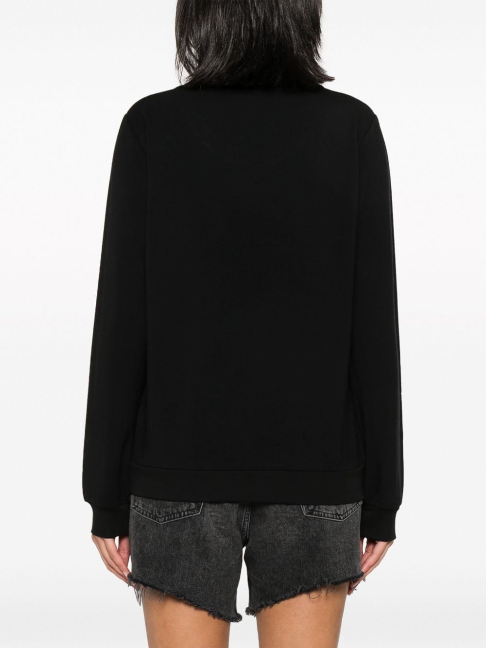 Shop Liu •jo Logo-sequin Crew-neck Sweatshirt In Black