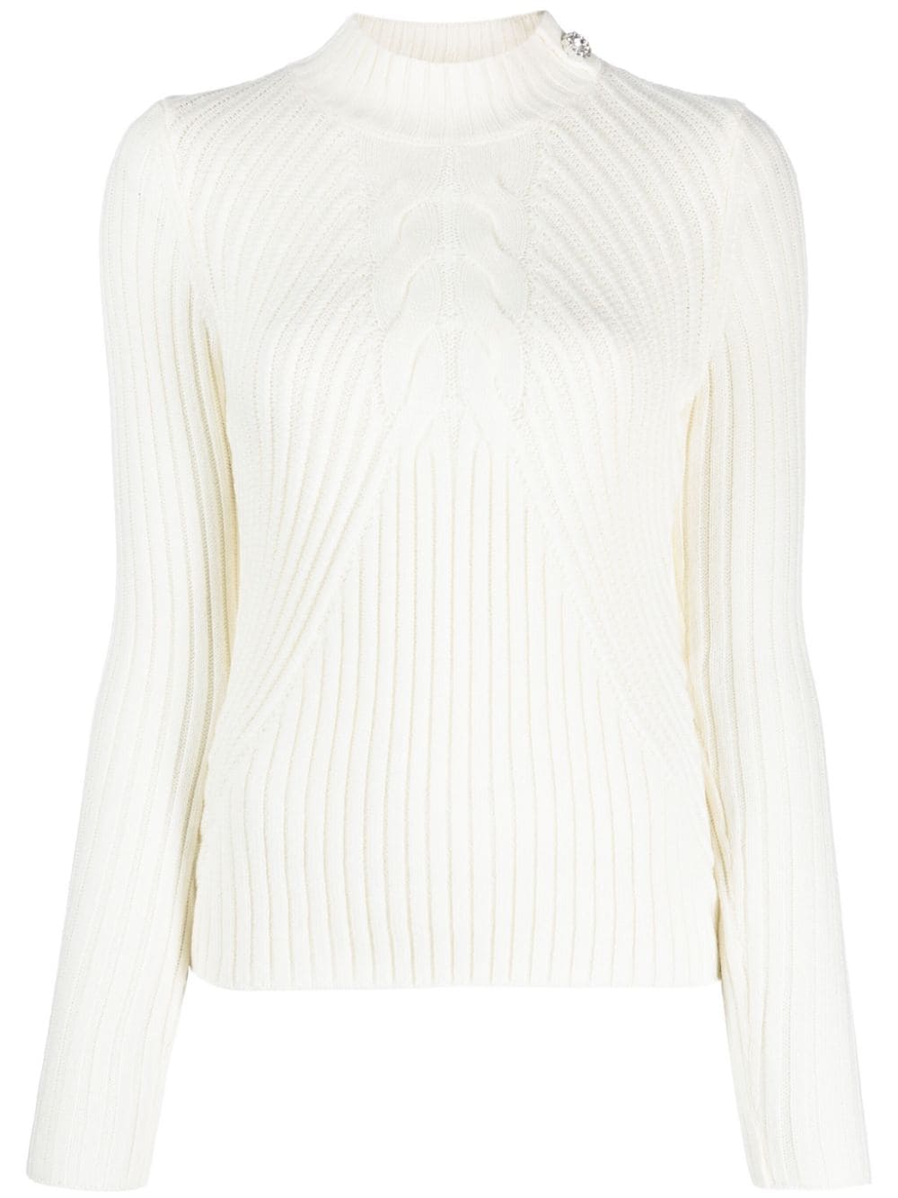 Liu •jo Ribbed-knit Buttoned Jumper In White