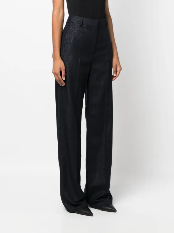 パンツ STELLA MCCARTNEY Women Straight Pants 6D0031 BLUE STELLA MCCARTNEY Pleated wool-twill straight-leg pants | NET