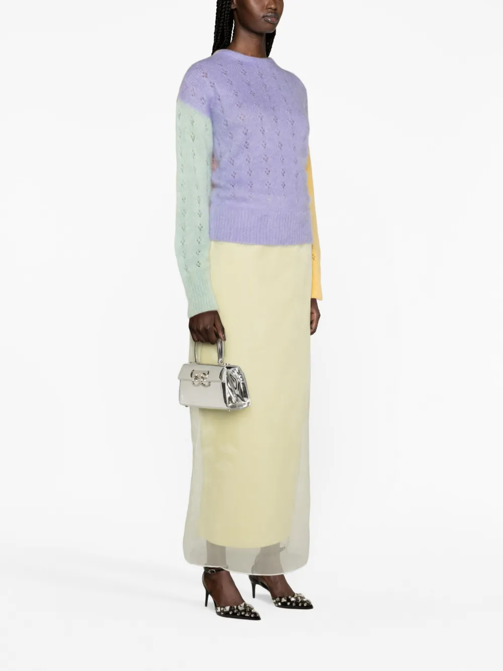DSQUARED2 COLOUR-BLOCK CABLE-KNIT JUMPER
