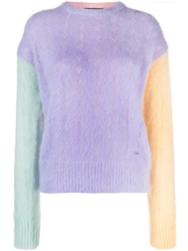 DSQUARED2 colour-block cable-knit Jumper Purple FARFETCH PH