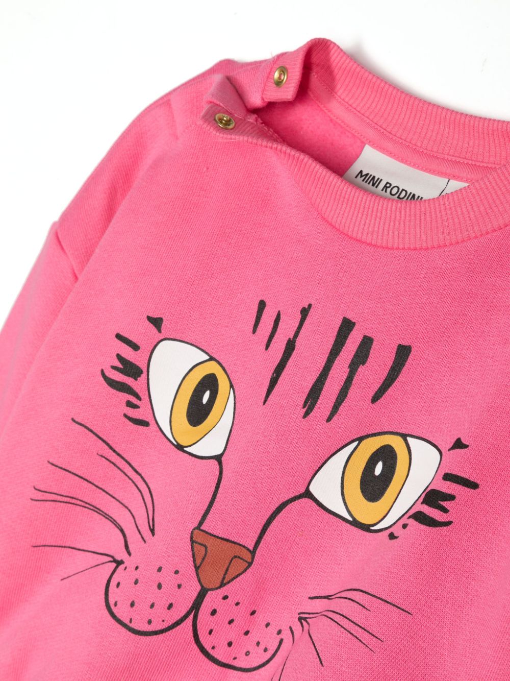 Shop Mini Rodini Cat Face Organic-cotton Sweatshirt In Pink