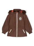 Mini Rodini Panda-patch hooded raincoat - Brown