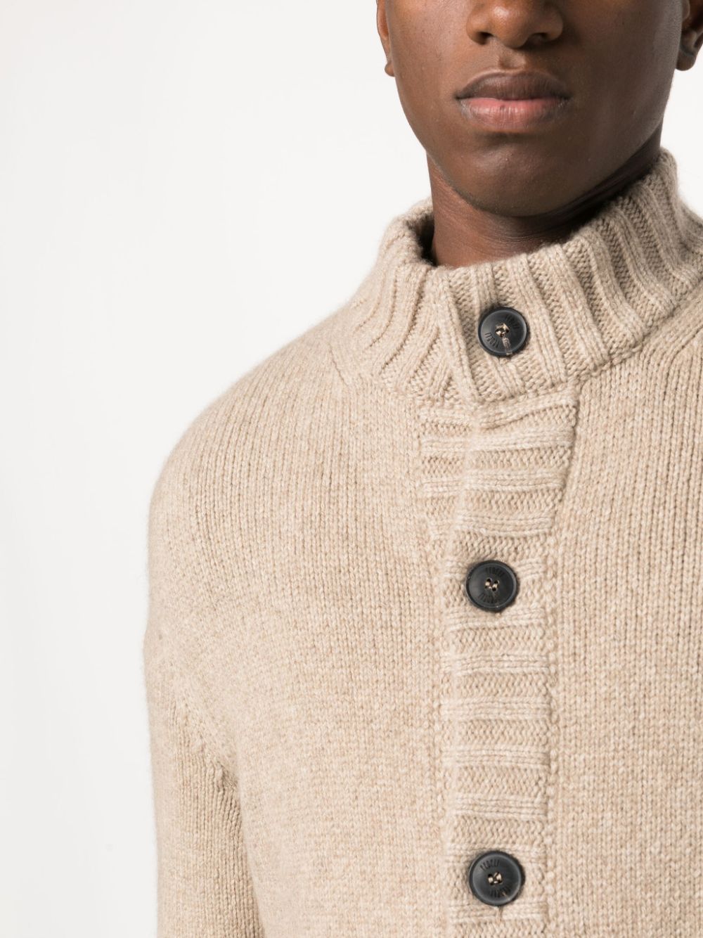 Shop Fedeli High-neck Cashmere Cardigan In Neutrals