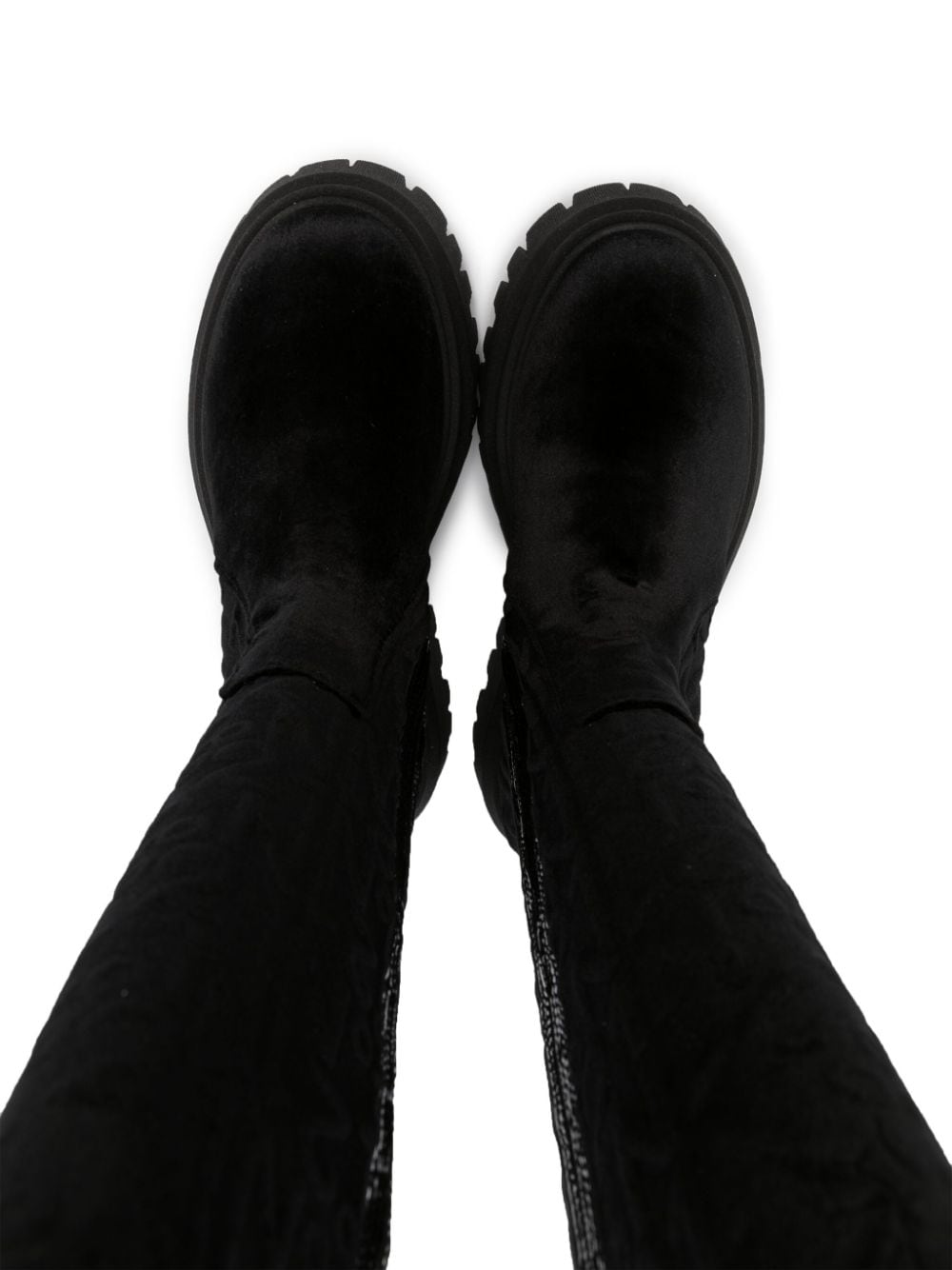 Shop N°21 Logo-embossed Knee-high Boots In Black