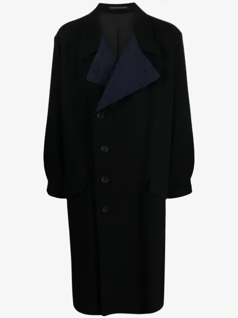 Yohji Yamamoto notcheded-lapel felted trench coach