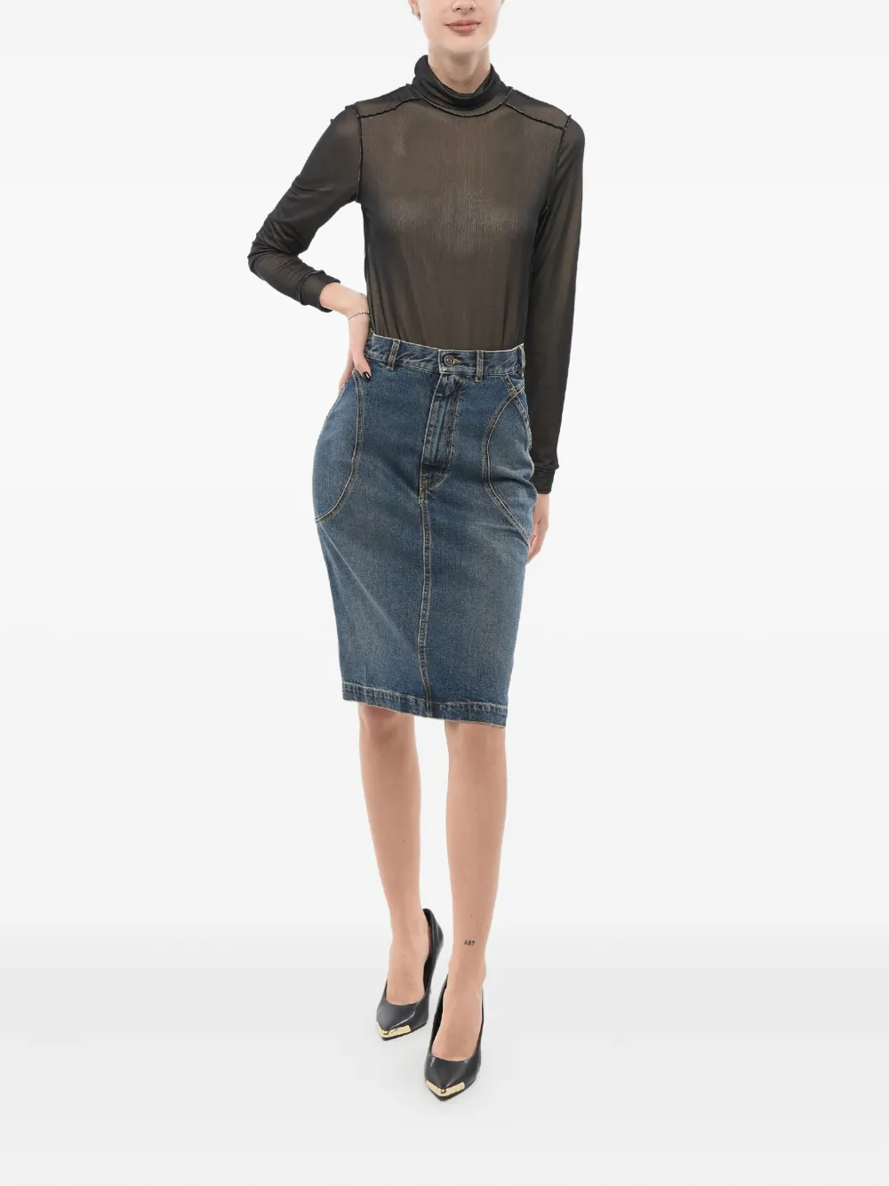 Alaïa panelled denim pencil skirt | Pencil Skirts | Image 2