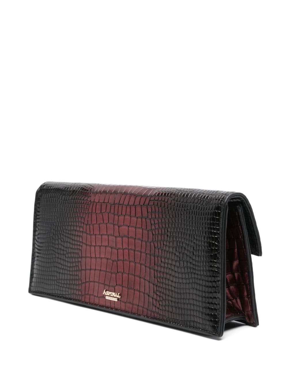 Shop Aspinal Of London Ava Embossed Crocodile Clutch Bag In Black