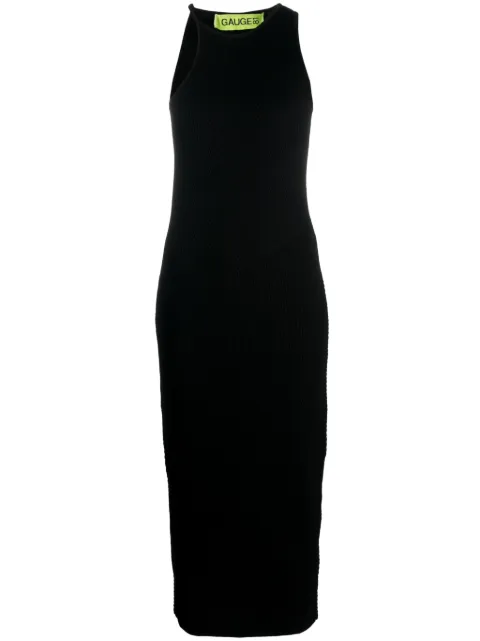 GAUGE81 vestido midi tejido de canalé Altea con diseño asimétrico