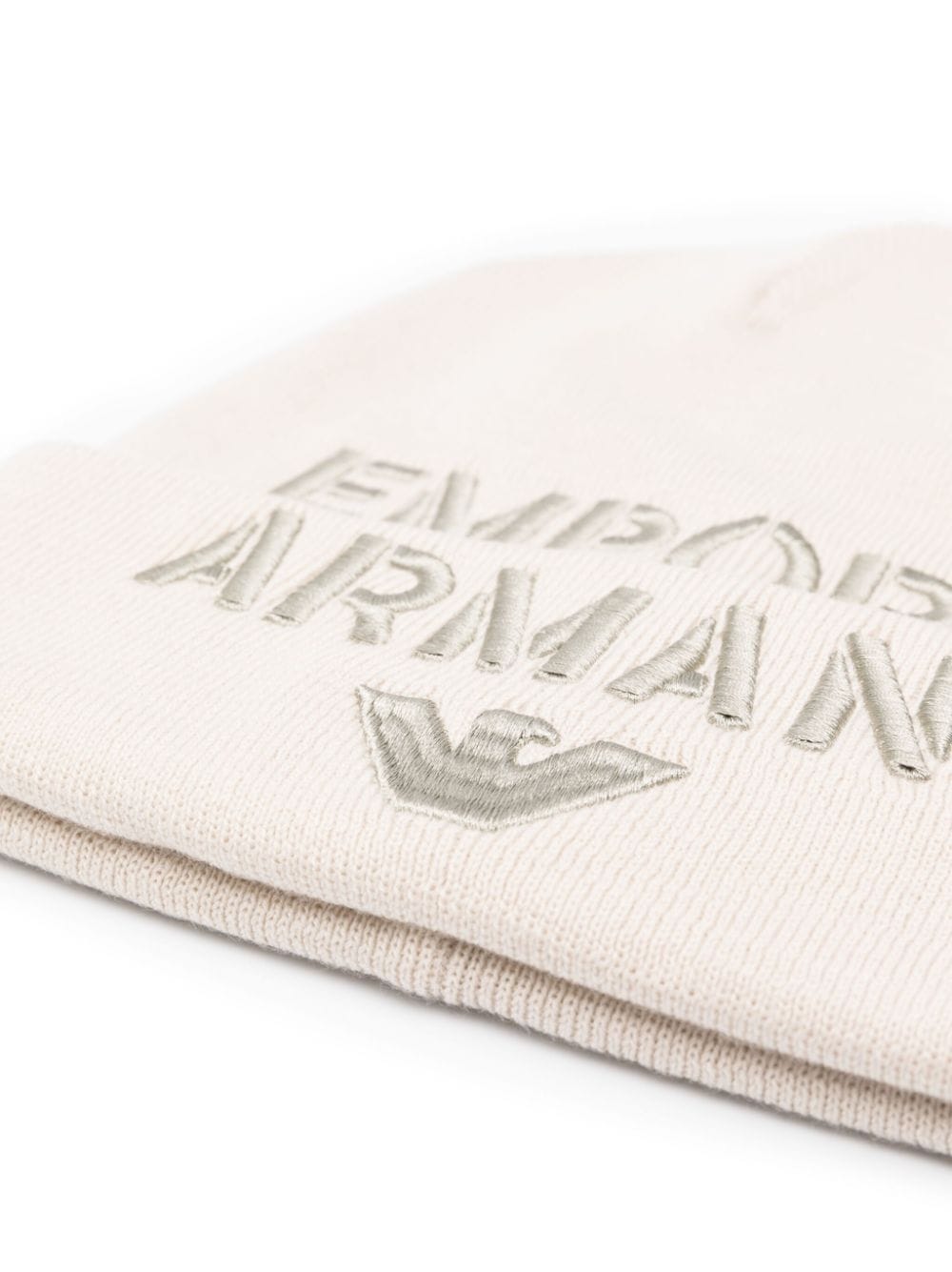 Shop Emporio Armani Fine-knit Logo-embroidered Beanie In Neutrals