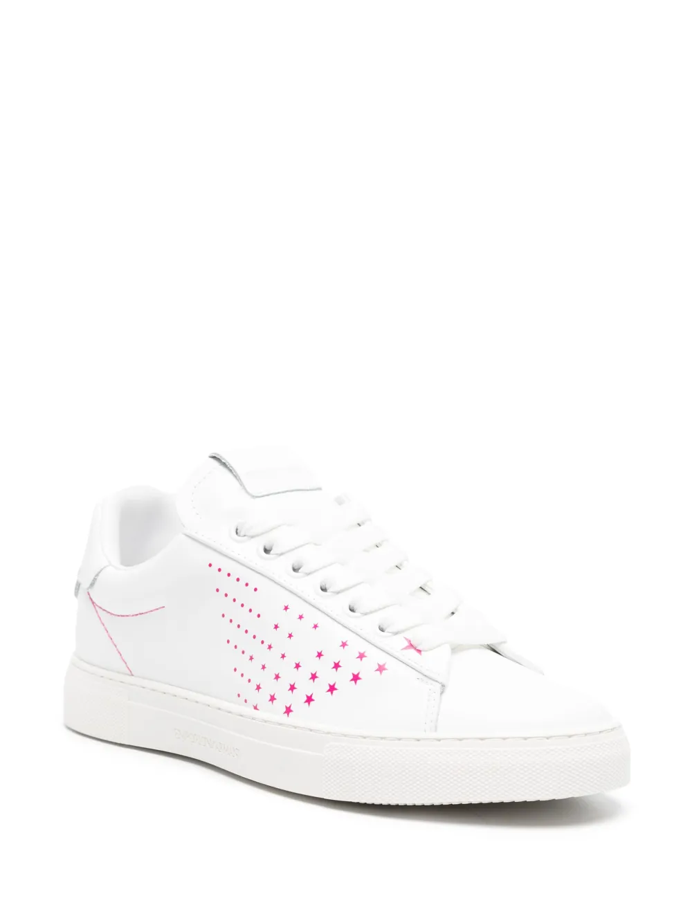 Emporio Armani logo-print leather sneakers - Roze