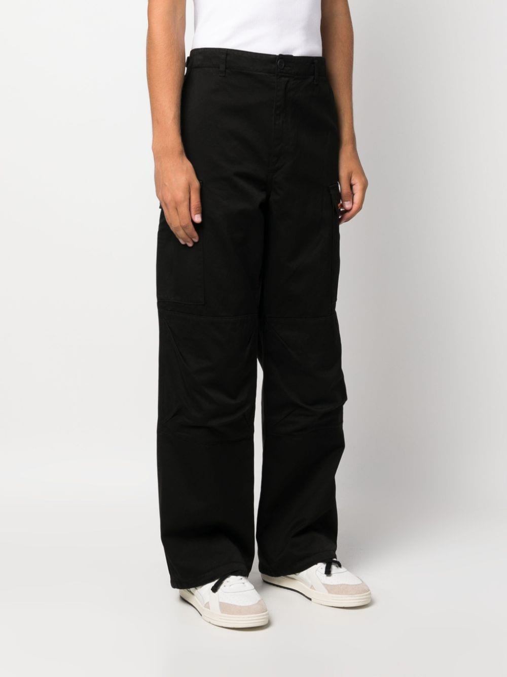 Shop Heron Preston Logo-tag Wide-leg Trousers In Black
