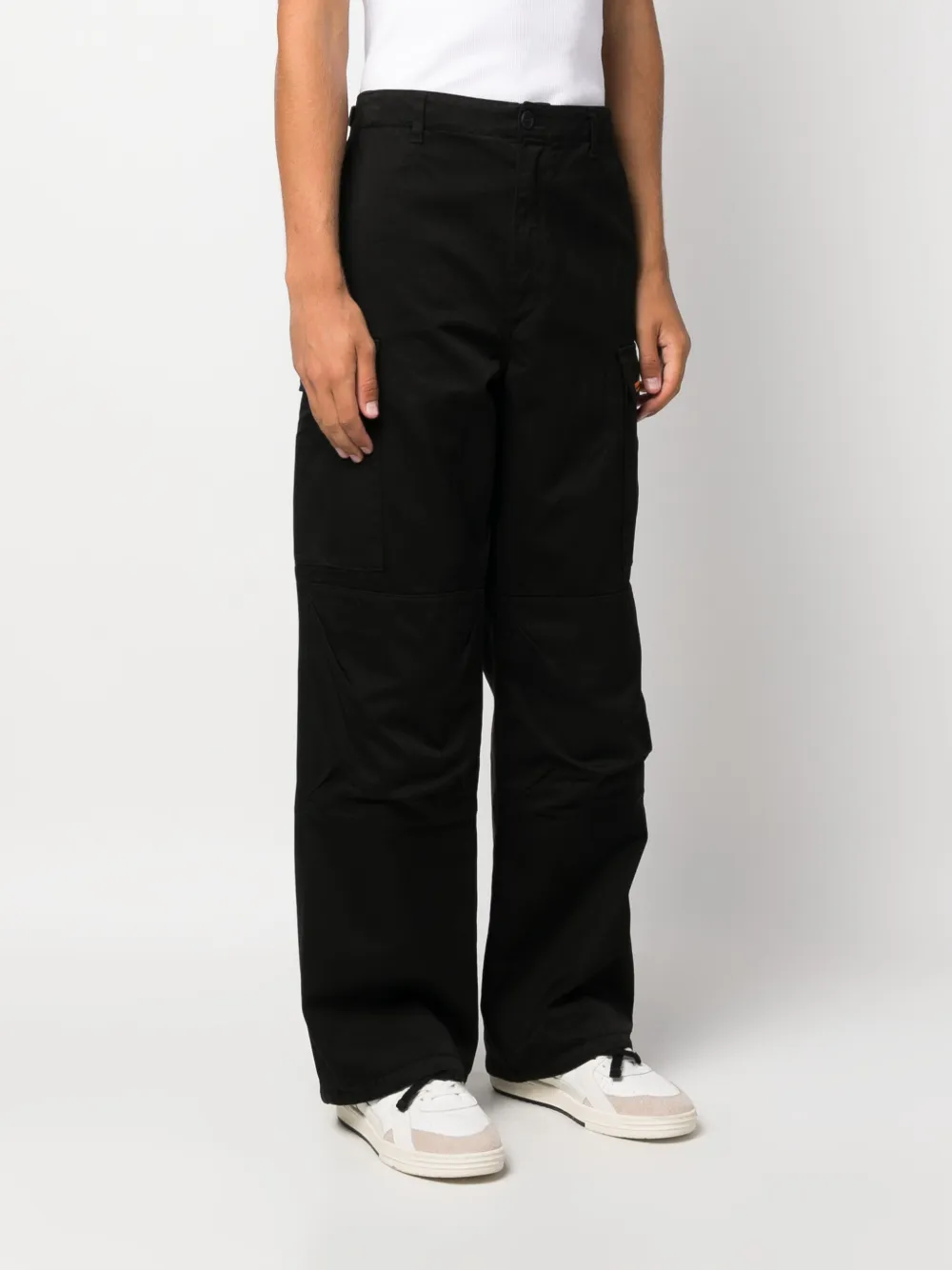 Shop Heron Preston Logo-tag Wide-leg Trousers In Black