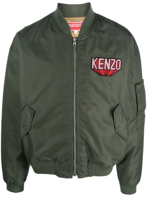 Kenzo logo-patch cotton bomber jacket