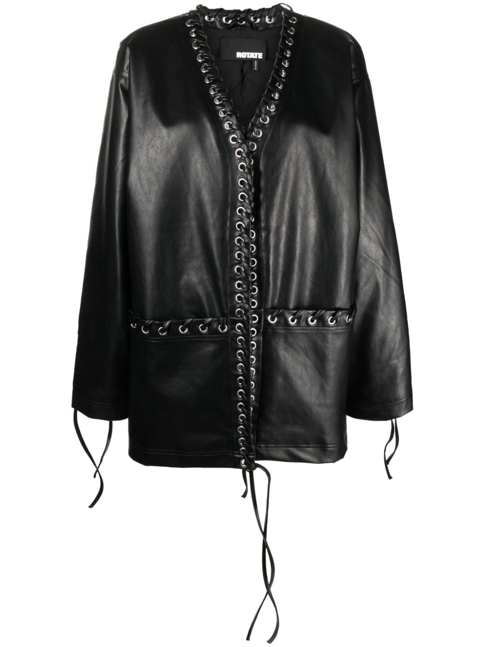 ROTATE eyelet-embellished faux-leather coat - Nero
