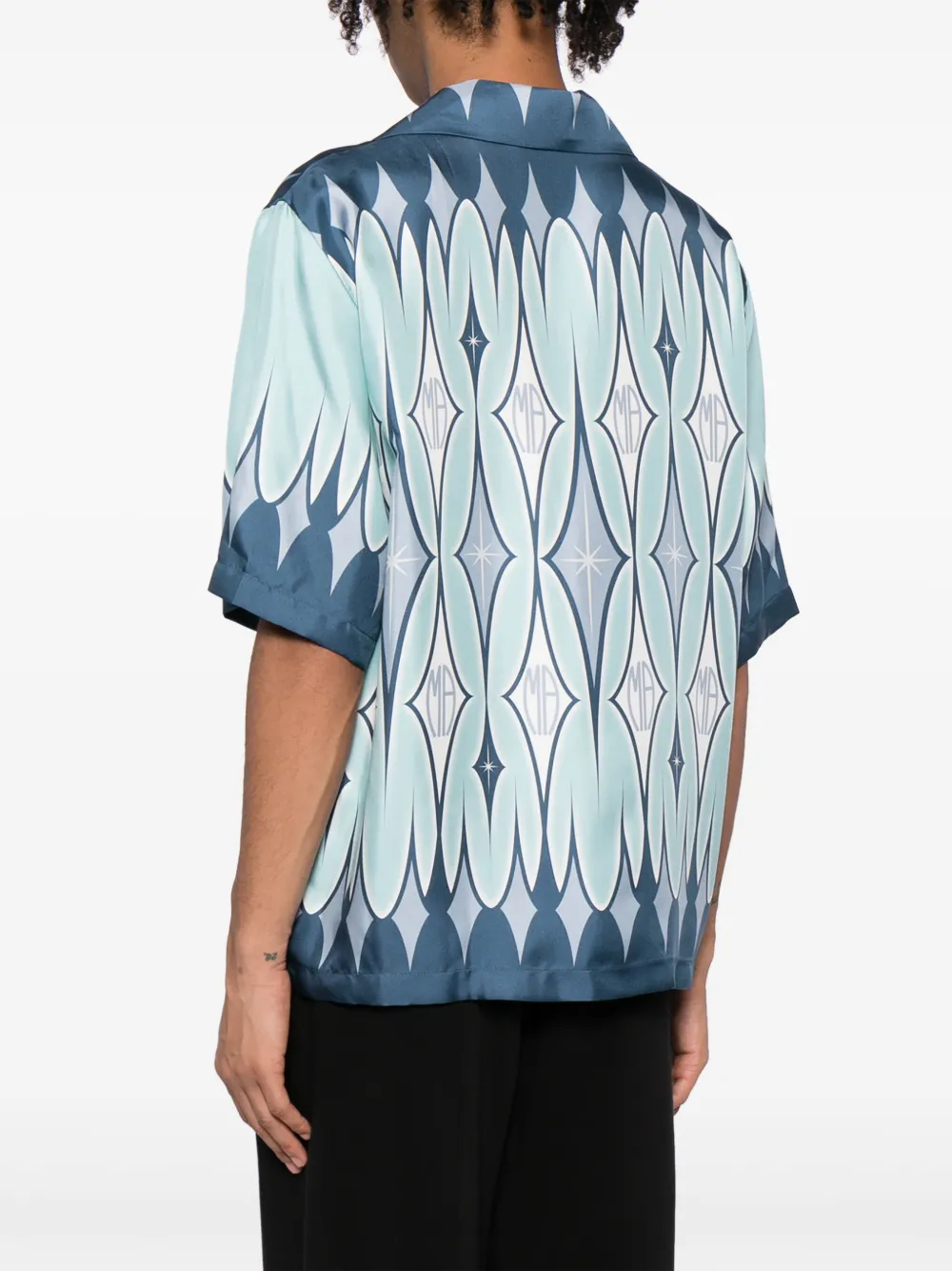 Amiri Argyle-print Silk Shirt In Blue