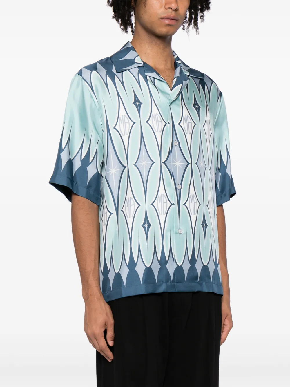 Amiri Argyle-print Silk Shirt In Blue