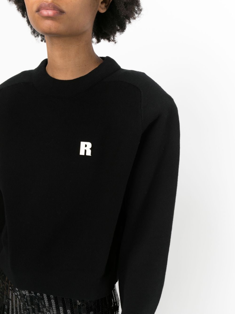 Shop Rotate Birger Christensen Logo-print Crew-neck Sweatshirt In Black