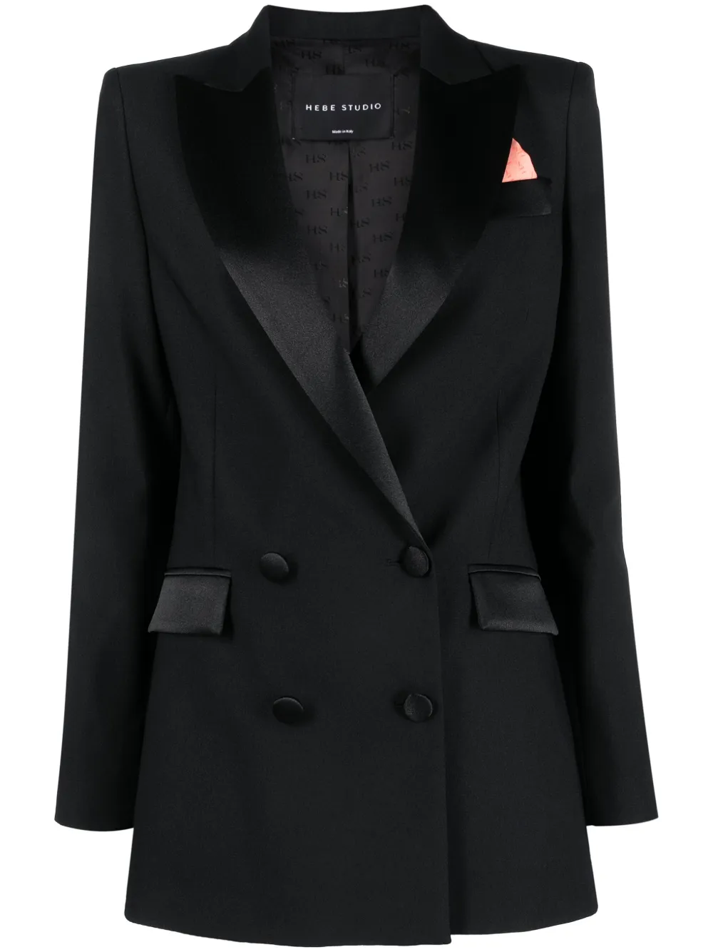 Hebe Studio Bianca Double-breasted Cady Blazer In Black