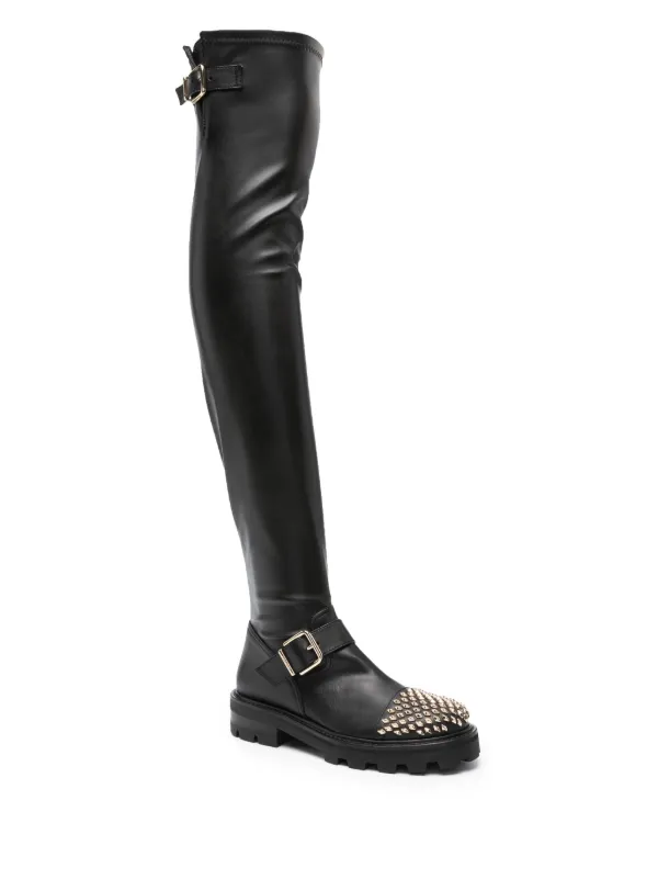 Jimmy Choo Biker II knee high boots women Polyurethane Rubber Calf Leather 36 Black