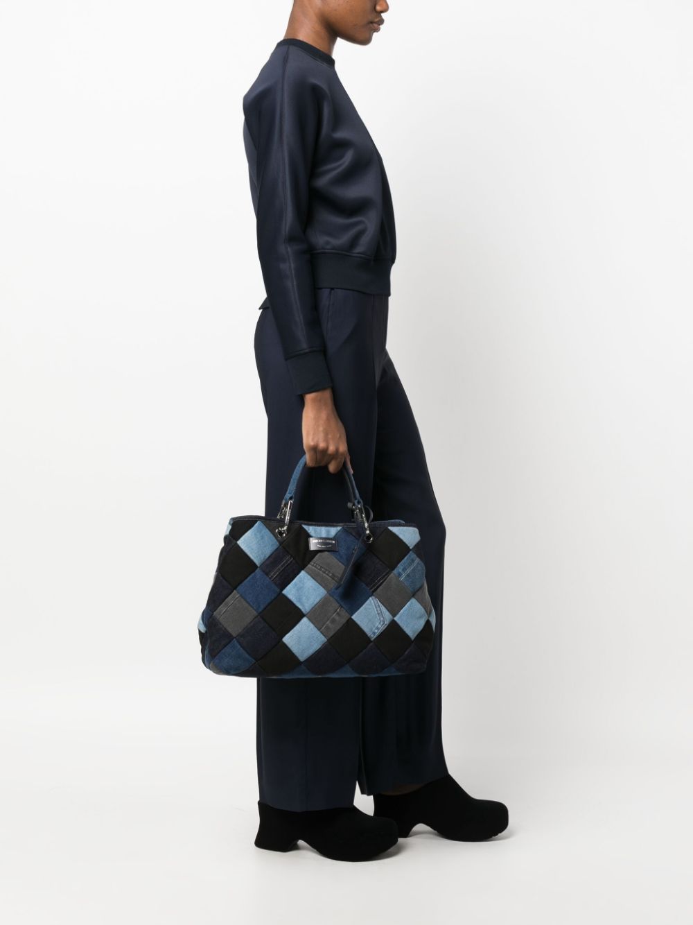 Emporio Armani Shopper met patchwork - Blauw