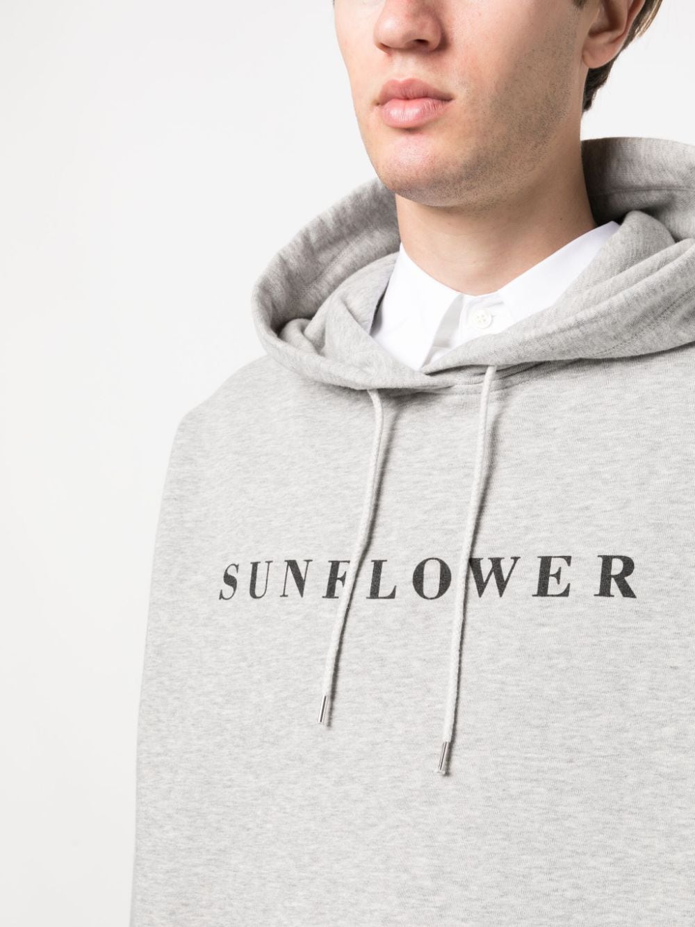 Shop Sunflower Logo-print Mélange-effect Hoodie In Grey