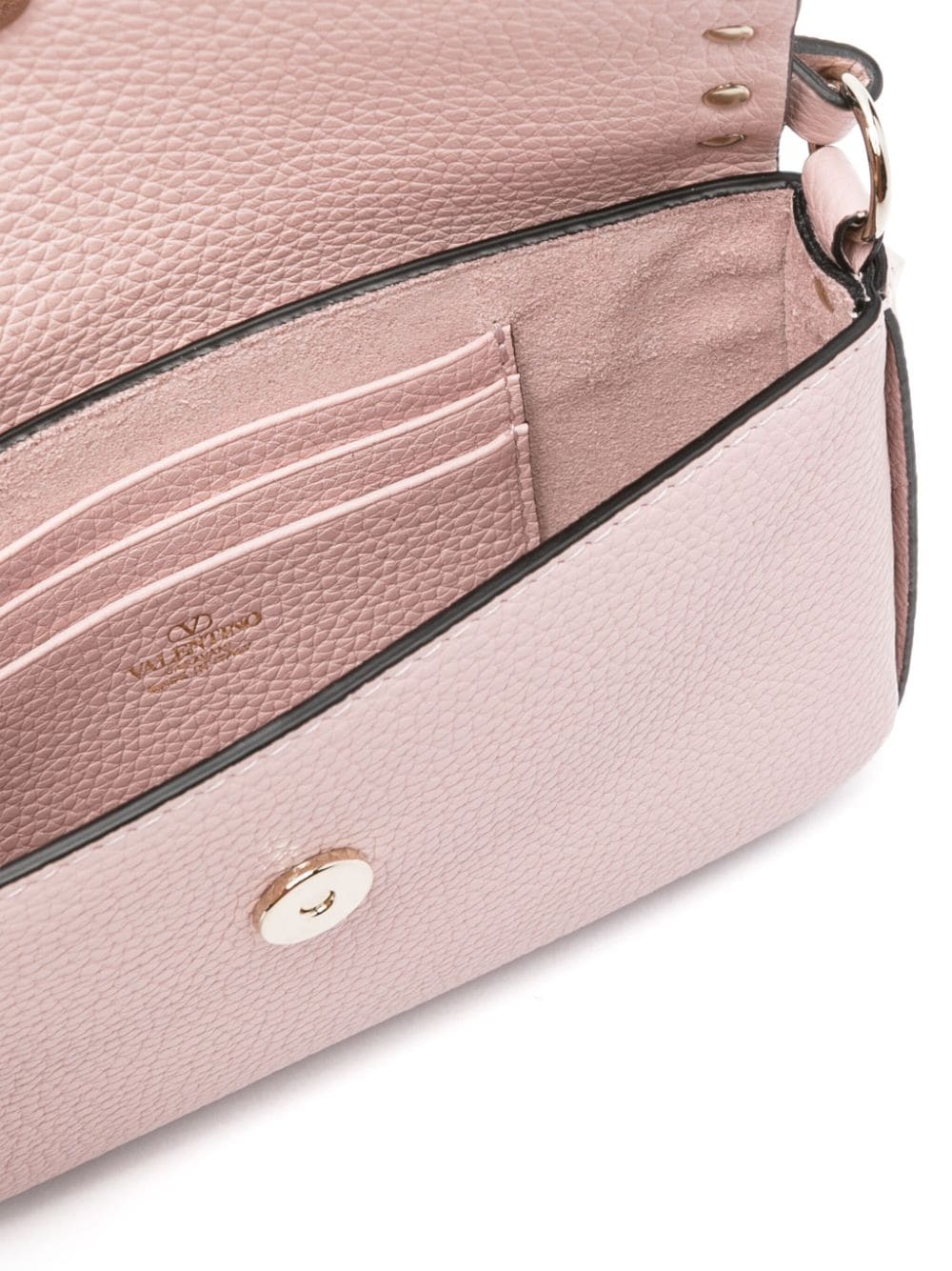 Shop Valentino Rockstud Leather Crossbody Bag In Rosa