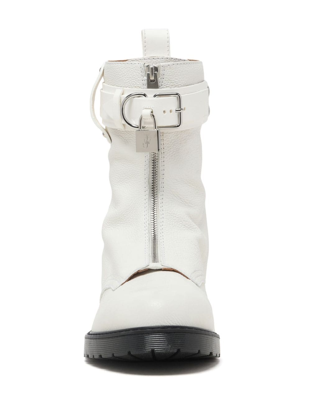 Shop Jw Anderson Padlock Leather Combat Boots In White