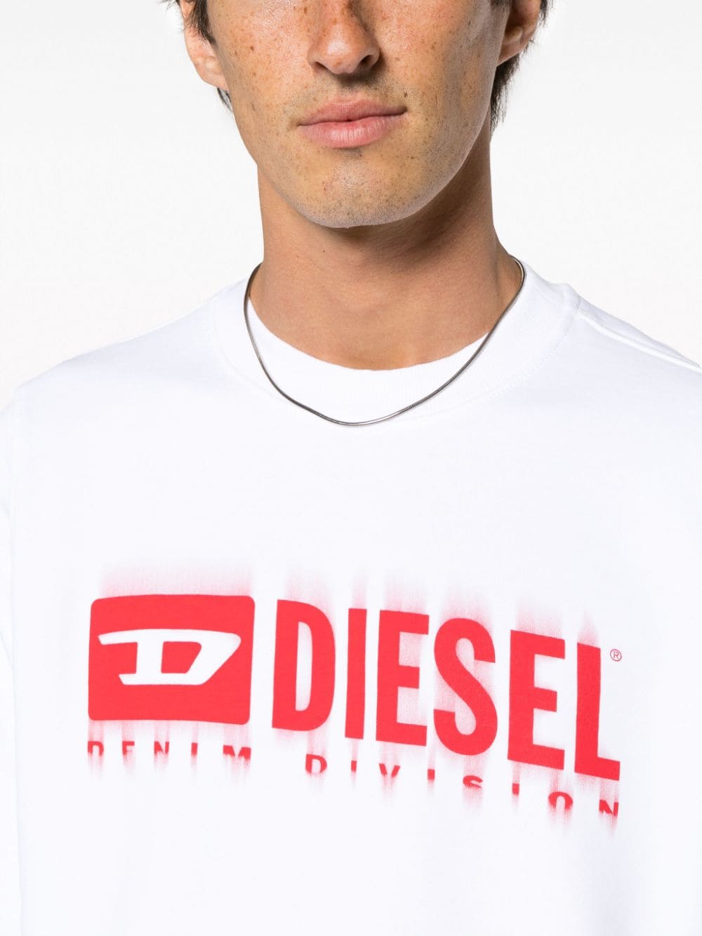 Shop Diesel Logo-print Cotton Sweatshirt In White