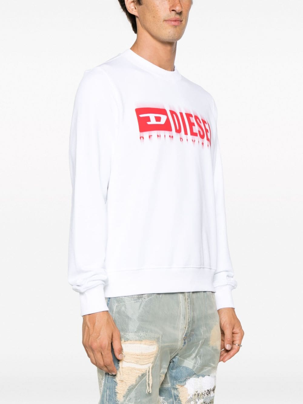Shop Diesel Logo-print Cotton Sweatshirt In White