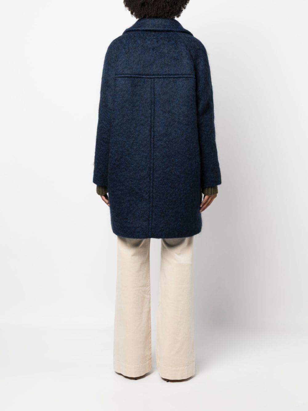 Shop Fay Double-breasted Coat In Blue