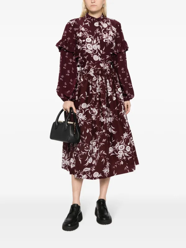 Erdem floral-print Ruffled Silk Blouse - Farfetch