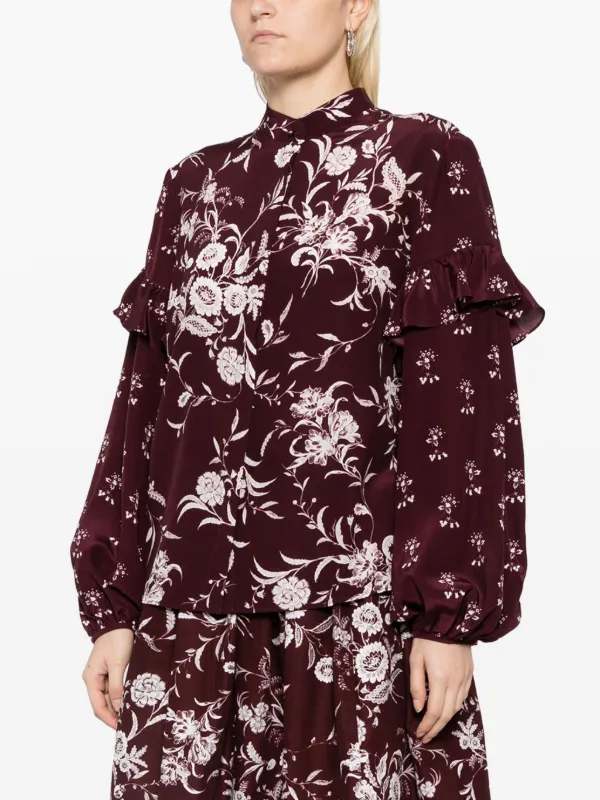 Erdem floral-print Ruffled Silk Blouse - Farfetch