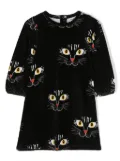 Mini Rodini Angry Cat velour dress - Black