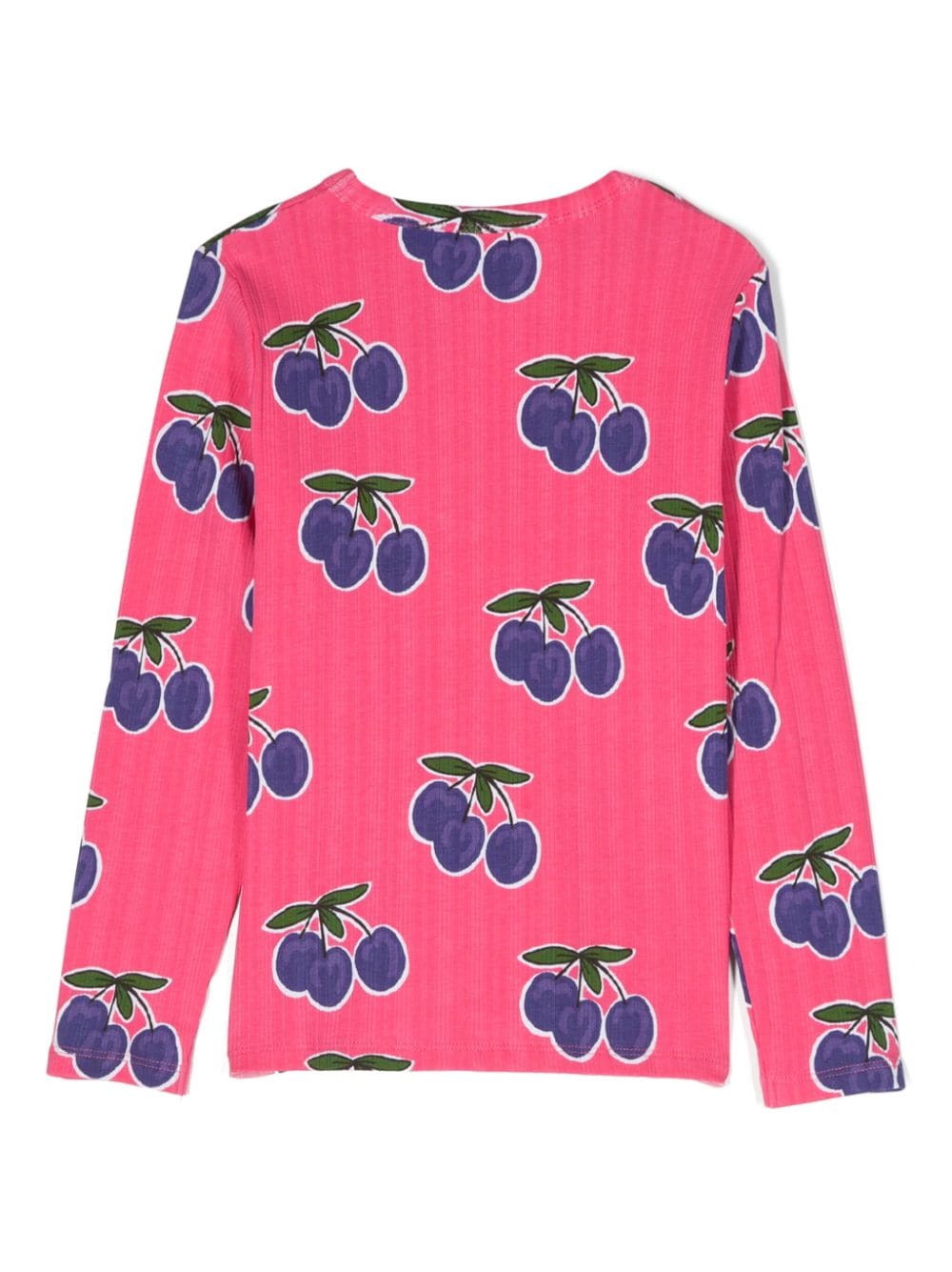 Shop Mini Rodini Fruit-print Ribbed T-shirt In Pink