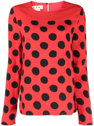 polka dot bell sleeve blouse