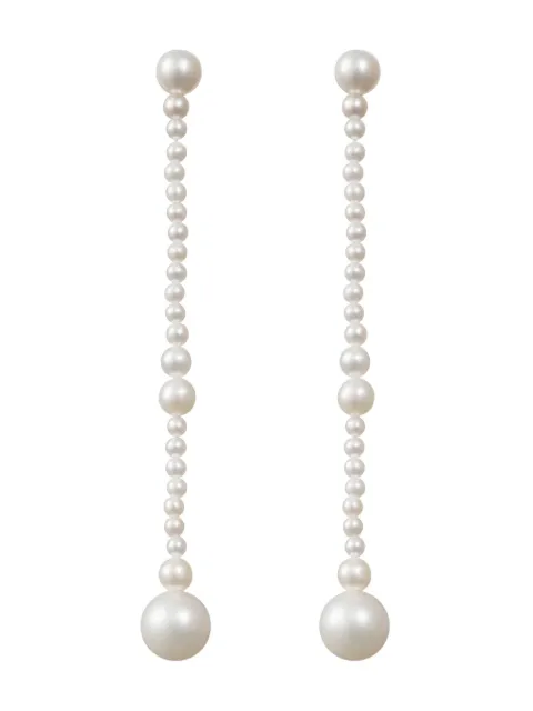 Sophie Bille Brahe 14kt yellow gold Grande Promenade pearl drop earrings
