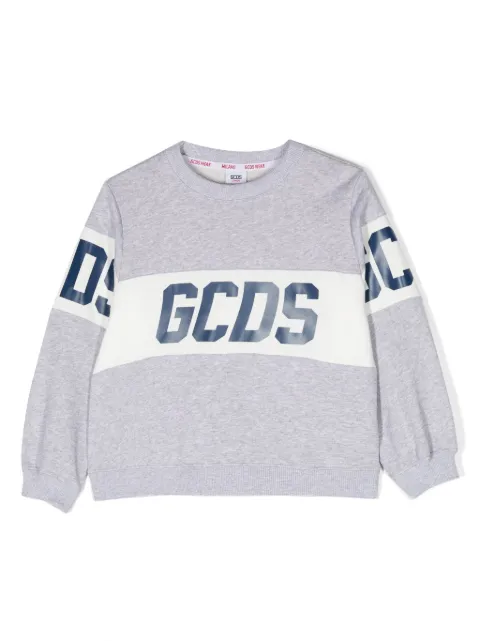 Gcds Kids logo-tape detail cotton sweatshirt