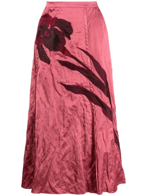 ERDEM falda midi con bordado floral
