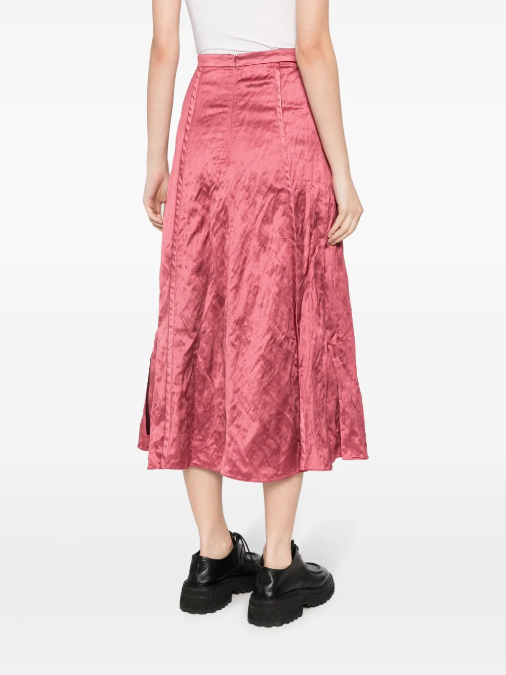 ERDEM FLORAL-APPLIQUÉ SATIN MIDI SKIRT