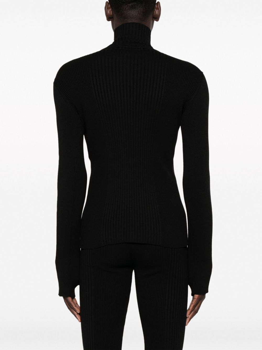 Shop Barrow Ribbed-knit Zip-up Cardigan In Black