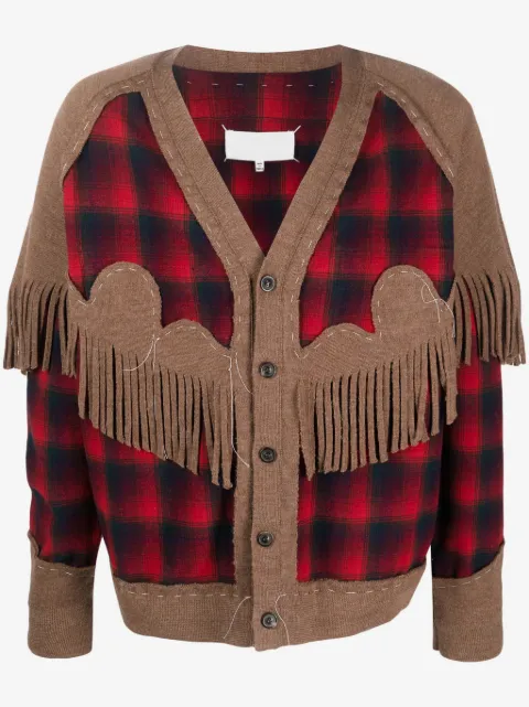 Maison Margiela x Pendleton cardigan en laine à franges