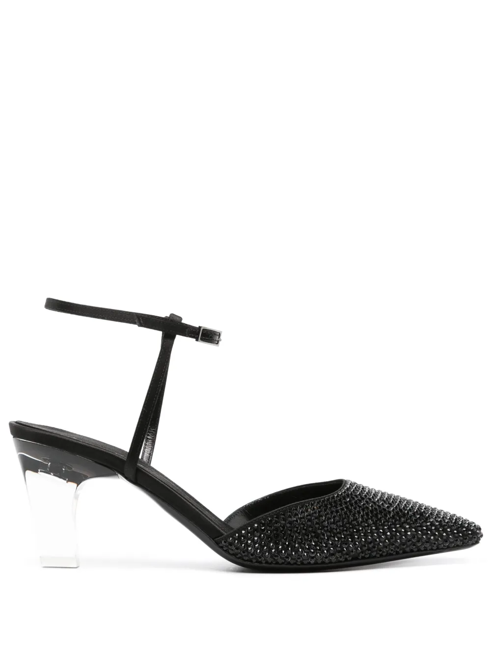 Giorgio Armani 80mm rhinestone leather pumps Black