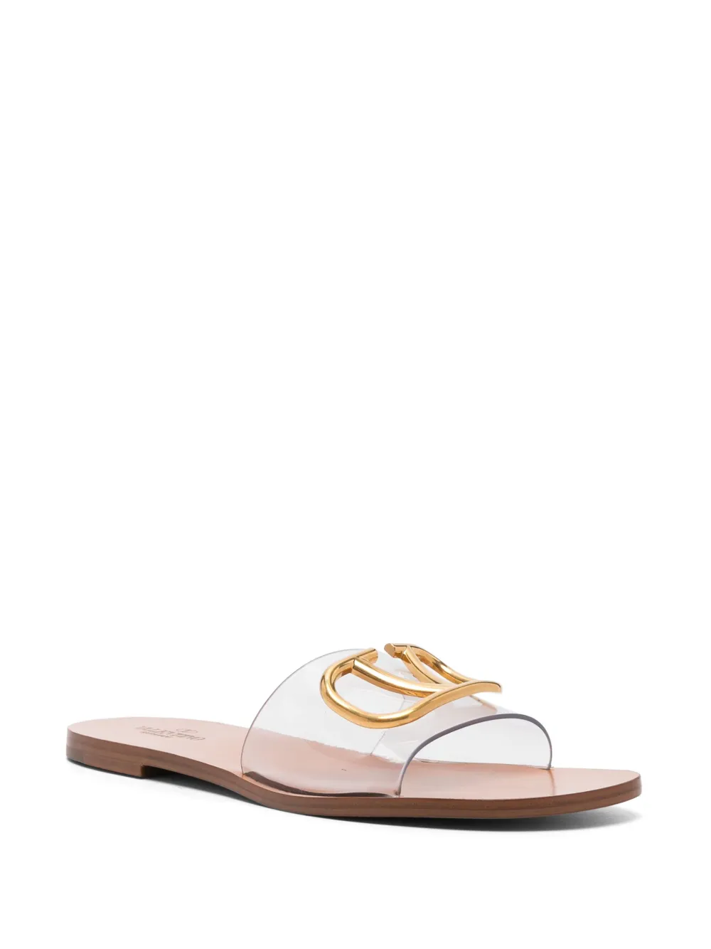 Valentino Garavani Pre-Owned VLogo slippers met doorzichtig bandje - Goud